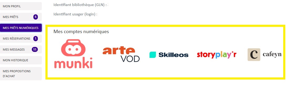 Copie écran prêts numériques